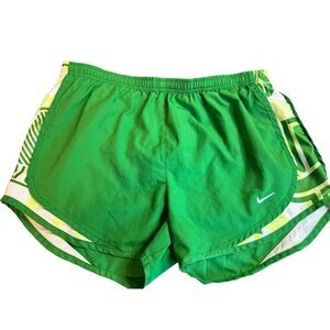 Nike Womens Dri Fit Size Small Green Yellow Running  Track Shorts